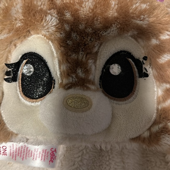 Justice Christmas Theme Reindeer Earflap Hat & Gloves 3Piece Set Brown Cream OS - Picture 2 of 7